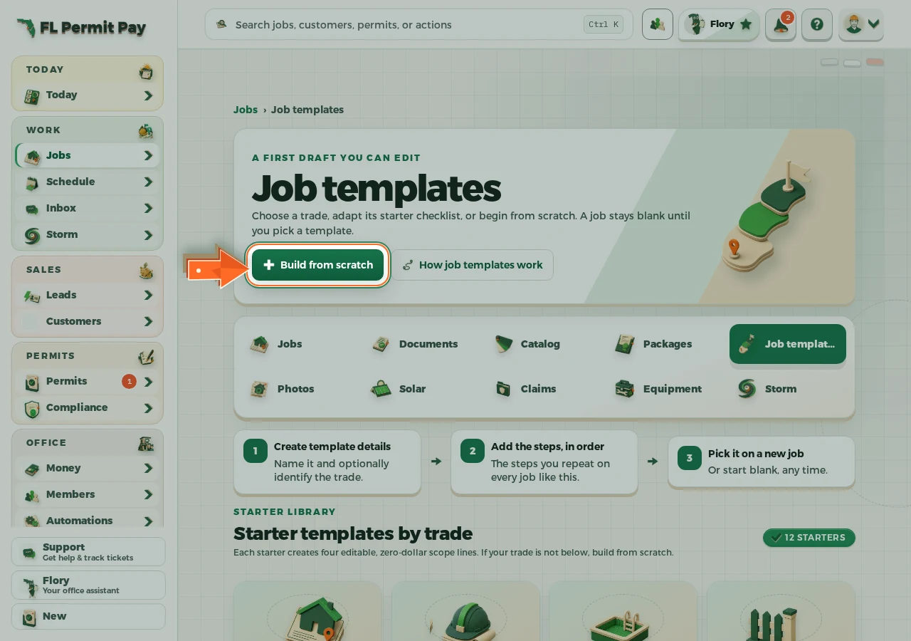 Where to find it: Open New template — the arrow points at the control