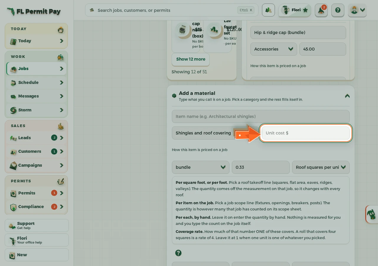 Where to find it: Give each one a cost - the arrow points at the control
