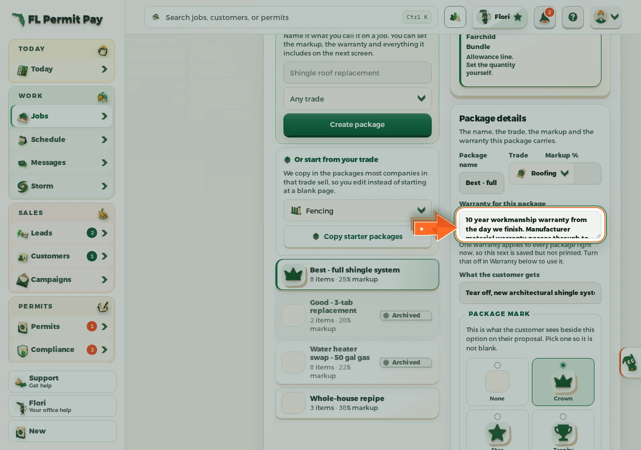 Where to find it: Write the warranty this one carries - the arrow points at the control
