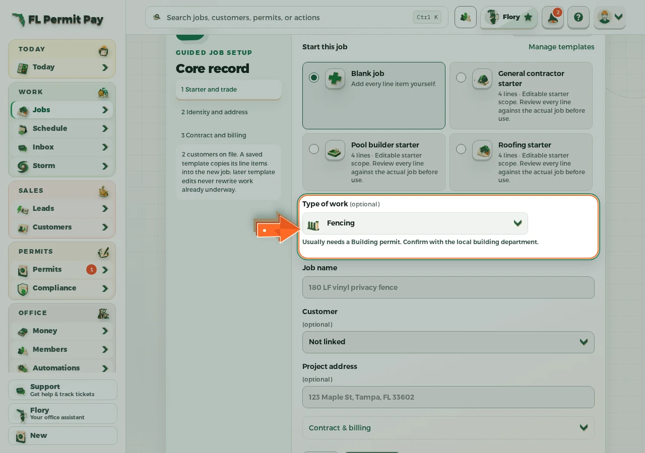 Where to find it: Pick the trade — the arrow points at the control