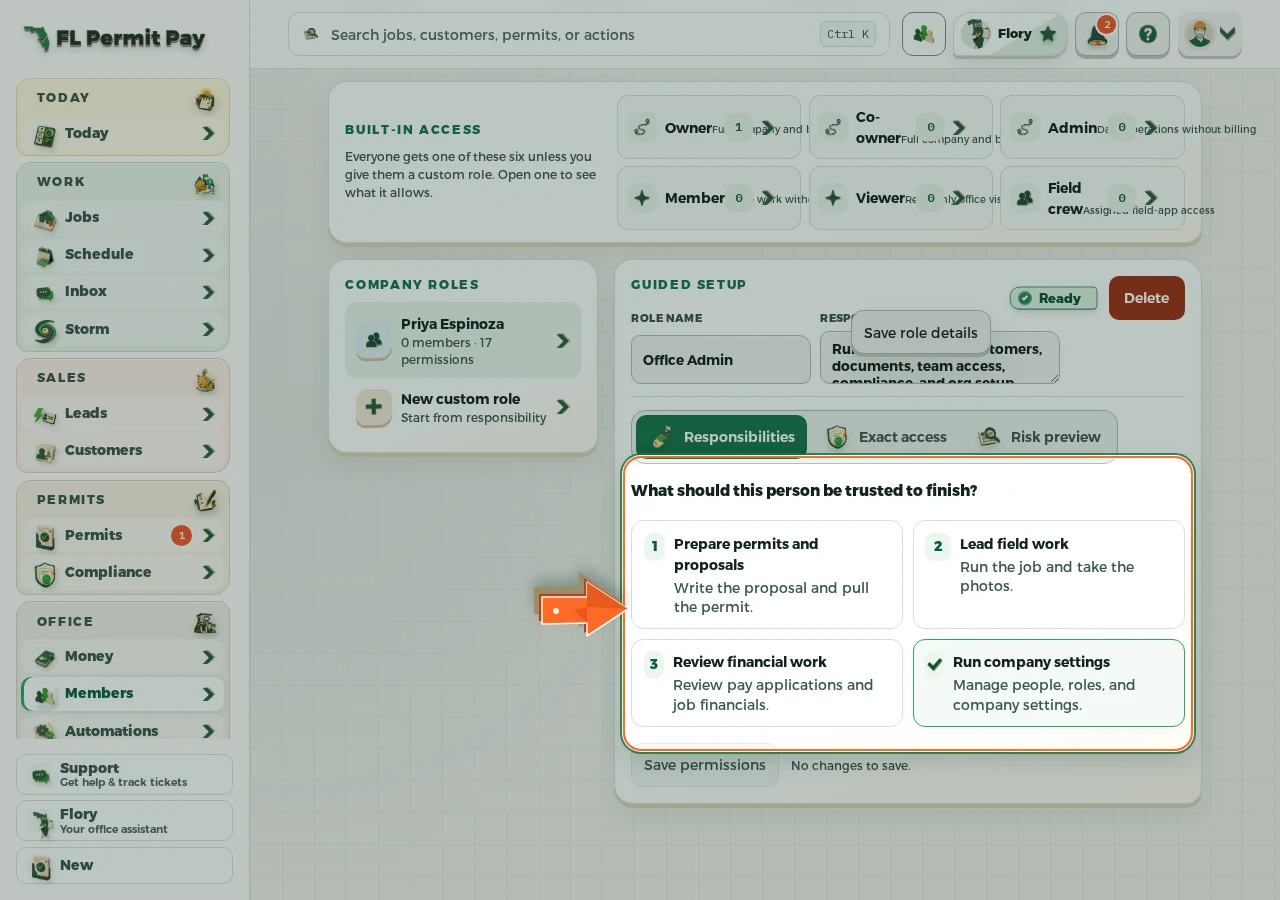 Where to find it: Pick the responsibilities — the arrow points at the control