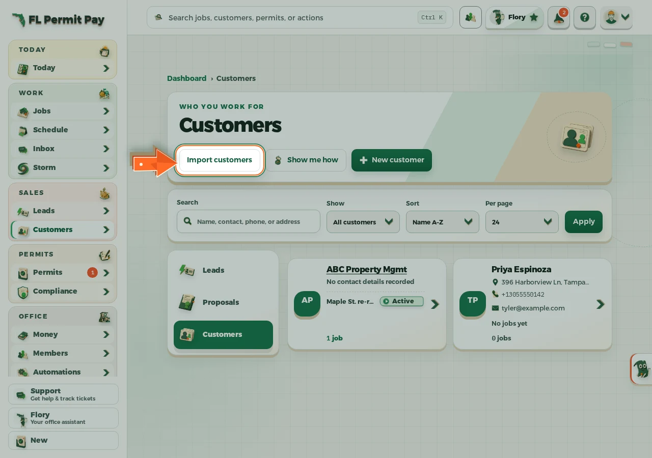 Where to find it: Start the import — the arrow points at the control
