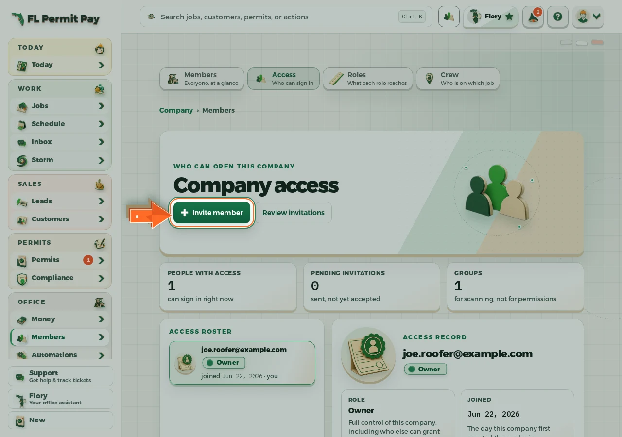 Where to find it: Open Invite — the arrow points at the control