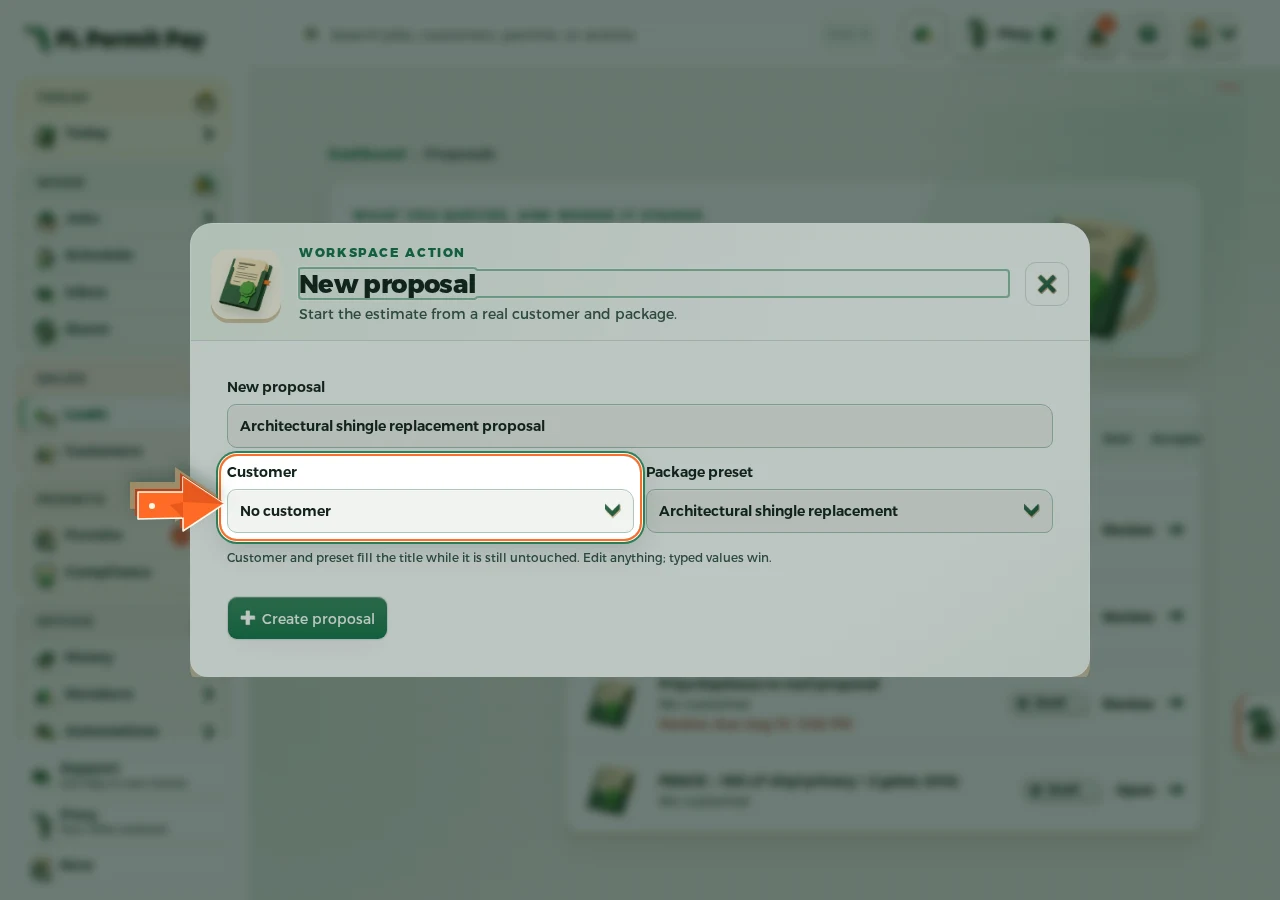 Where to find it: Pick the customer — the arrow points at the control
