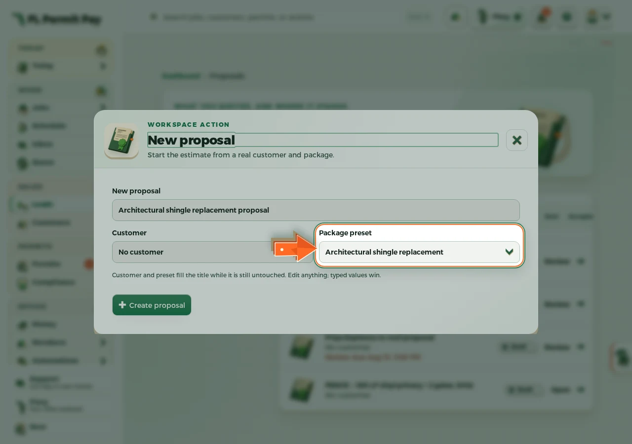 Where to find it: Choose the package — the arrow points at the control