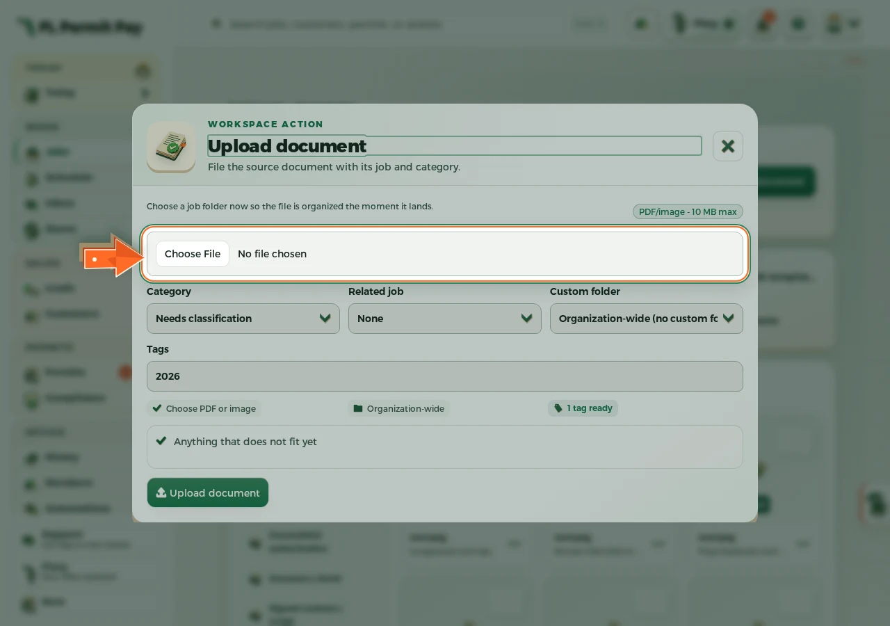 Where to find it: Choose the file — the arrow points at the control