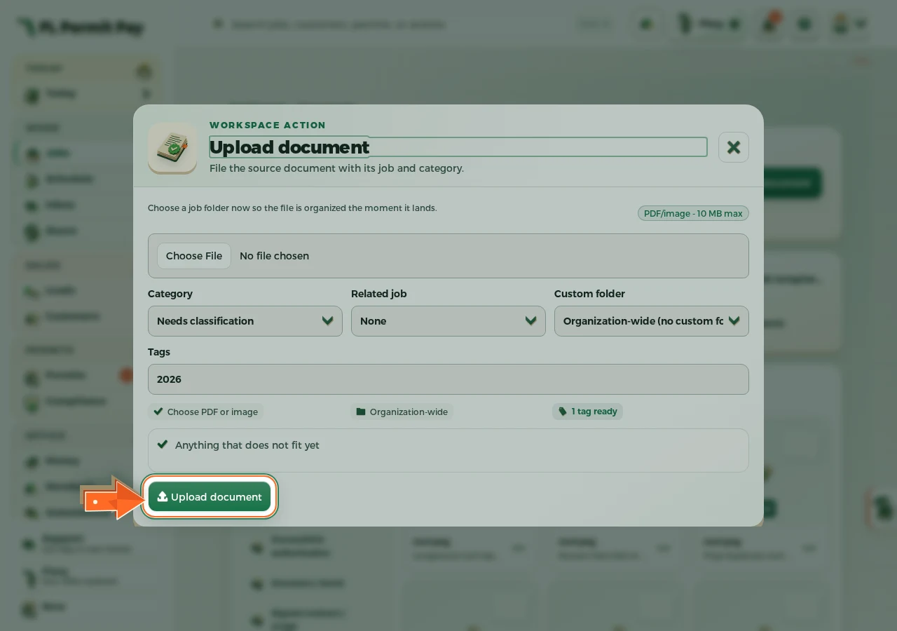 Where to find it: Upload it — the arrow points at the control